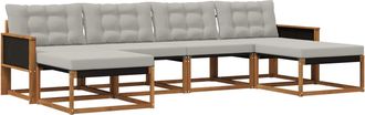 vidaXL Conjunto De Sof&aacute;s De Exterior 6 Uds. Natural Y Gris Claro Vidaxl