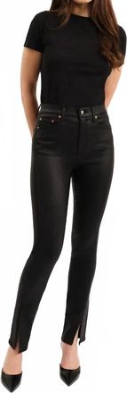 Daze Downtown High Rise Split Slim Jeans In Black Coated