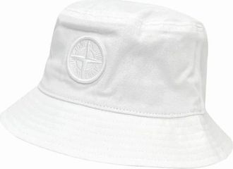 Stone Island Mens Stone Island Cotton Bucket Cap White - Size: M