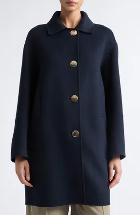 Max Mara Luna Wool Coat in Midnight Blue at Nordstrom, Size 12