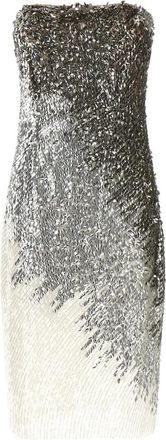 Elisabetta Franchi Silver Embellished Strapless Mini Dress