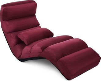 Giantex Sill&oacute;n de suelo con respaldo reclinable burdeos 175x55x20cm