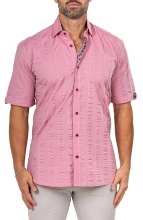 Maceoo Galileo Marthy Short Sleeve Button-Up Shirt in Pink at Nordstrom, Size 2