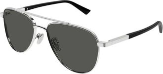 Gucci Aviator Frame Zonnebrillen - Heren - Zonnebrillen - Grijs - 56 MM - Nylon - Accessoires