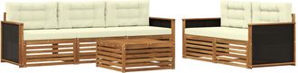 vidaXL Conjunto De Sof&aacute;s De Exterior 6 Uds. Natural Y Crema Vidaxl