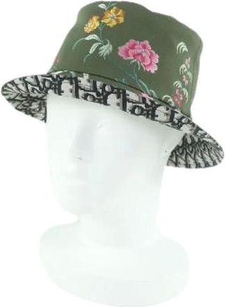 Dior Pre-owned Accessories, male, Green, Size: ONE SIZE Pre-owned Teddy-D Oblique Bucket Hat
