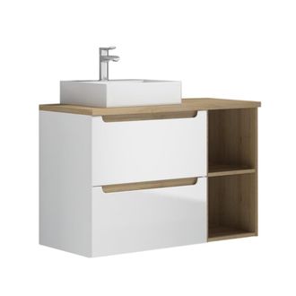 Petits Meubles Mueble lavabo 90cm 2 compartimientos estratificado Blanco