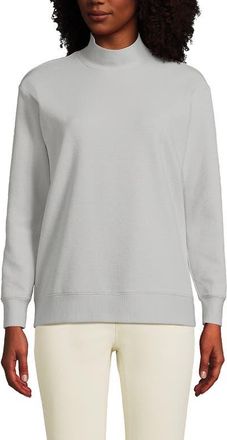 Lands End Long Sleeve Ottoman Mock Pullover in Pale Gray at Nordstrom, Size X-Large