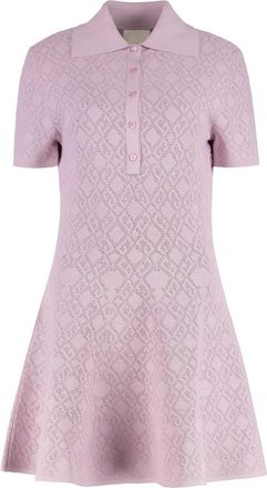 Givenchy Uitlopende Jacquard Gebreide Mini-Jurk - Dames - Kleedjes - Roze - XS - Polyester - Kleedjes