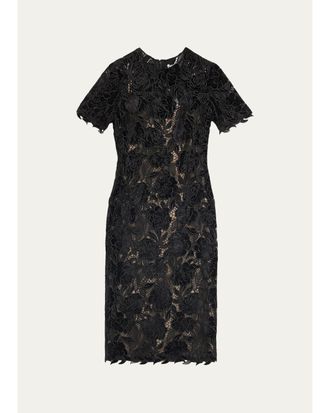 Carolina Herrera Floral Lace Knee-Length Dress