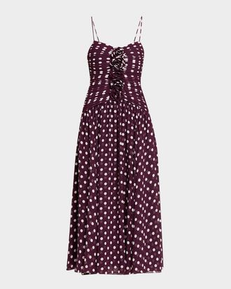 Cinq &agrave; Sept Camille Polka Dot Ruffled Midi Dress