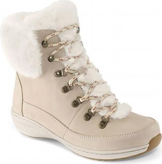 Aetrex Women Jodie Fur Lace Up Boots In Ivory