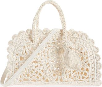 Jacquemus The Small Turismo Crochet Raffia Effect Bowling Bag in White 100 at Nordstrom