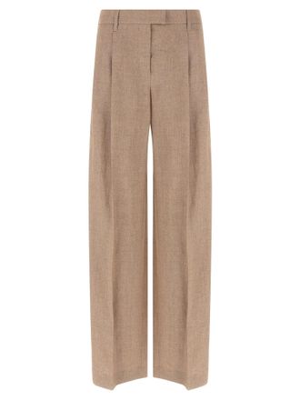Brunello Cucinelli Multicolor Linen Flared Womens Pants
