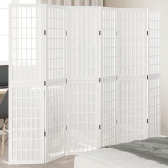 vidaXL Divisorio Ambienti 6Pannelli Bianco Legno Massello di Paulownia - Vidaxl