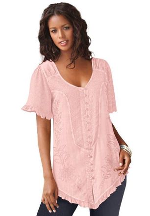 Roaman's Acid Wash Tunic in Vibrant Rose at Nordstrom, Size 16