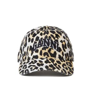 Ganni Leopard Cap - female - Ganni - Hats & Caps - Multicolor - ONE SIZE - Accessories