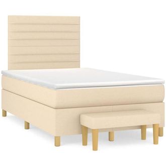vidaXL Cama Box Spring Con Colch&oacute;n Tela Color Crema 120x190 Cm Vidaxl