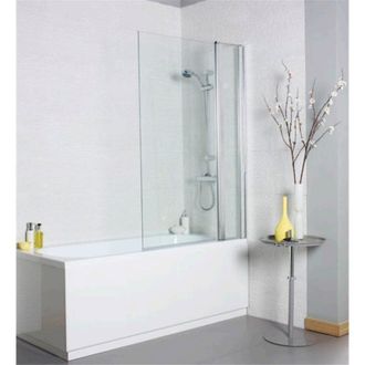 Clifton Premium Straight Bath Screen Square Edge 1435 x 1000mm in Silver