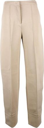 Max Mara Rechte broek - Dames - Straight fit broeken - Beige - XS - Katoen - Broeken