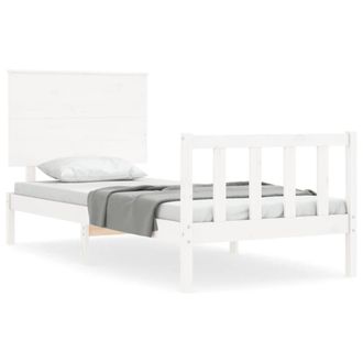 Berkfield Home Bed Frame with Headboard White 100x200 cm Solid Wood