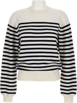 Khaite Striped Crew-Neck Sweater With Voluminous Sleeves