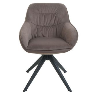 Hhg Lote De 6 Sillas De Comedor Hhg 779, Silla De Cocina Silla Tapizada Con Reposabrazos, Giratoria, Metal, Tela/textil Marr&oacute;n