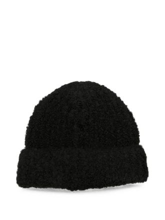 Maison Margiela Logo-Patch Knit Beanie - Black