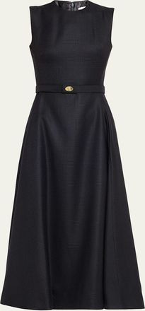 Burberry Amelia Prince Of Wales Belted Sleeveless Midi Dress