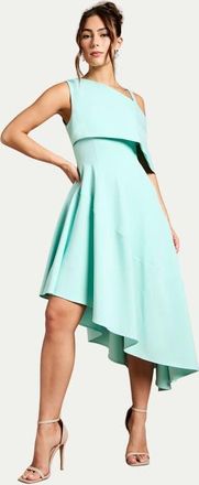 Coast Asymmetric Crepe Midi Dress in Aqua at Nordstrom, Size 14