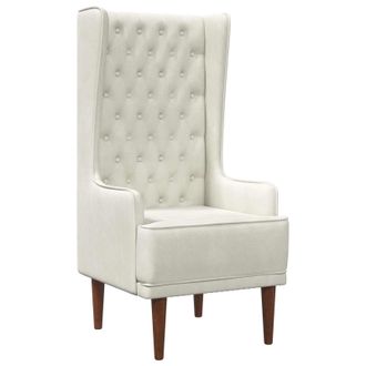 vidaXL Silla De Respaldo Alto Con Capiton&eacute; Con Botones Crema Vidaxl