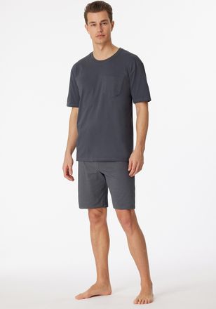 Schiesser Shorty SCHIESSER selected premium inspiration, Herren, Gr. 58 (XXXL), 203, anthrazit, Single Jersey, Obermaterial: 100% Baumwolle, gepunktet, unifarbe
