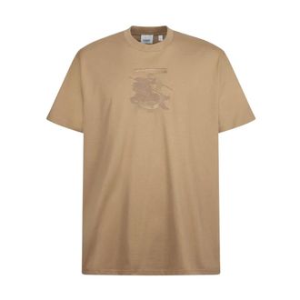 Burberry Tops, Heren, Bruin, S, Katoen, T-shirt met ronde hals