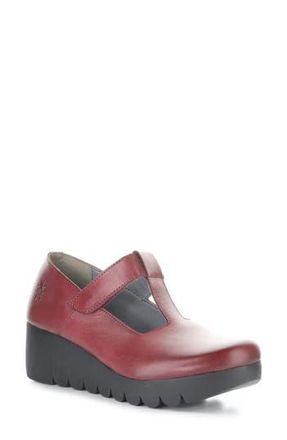 FLY London Veka T-Strap Platform Wedge Pump in 002 Burgundy at Nordstrom Rack, Size 10-10.5Us / 41Eu