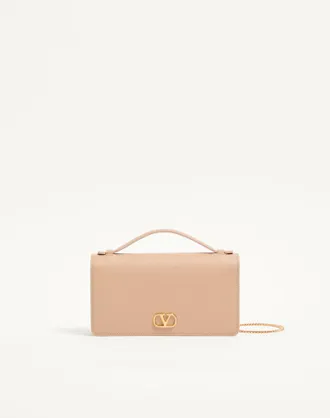 Valentino Garavani VLogo Signature Grainy Calfskin Wallet With Chain Wo