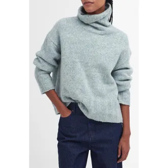 Barbour Anita Wool Blend Turtleneck Sweater in Soft Mint Green at Nordstrom, Size 14 Us