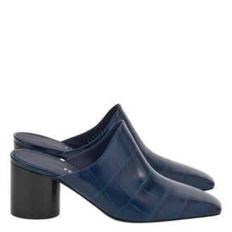Ferragamo Panni 60 Croc-Embossed Block-Heel Mules, Size 7 C