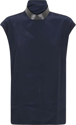 Brunello Cucinelli Top a collo alto - Blu