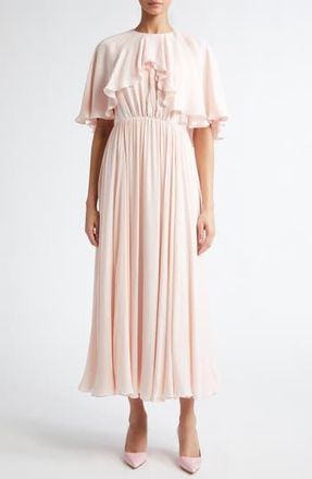 Giambattista Valli Cape Overlay Georgette Dress in Quartz Rose at Nordstrom Rack, Size 12 Us / 48 It