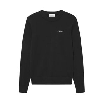 Les Deux Round-neck Knitwear, male, Black, Size: XL Gary Patch Crewneck Knit