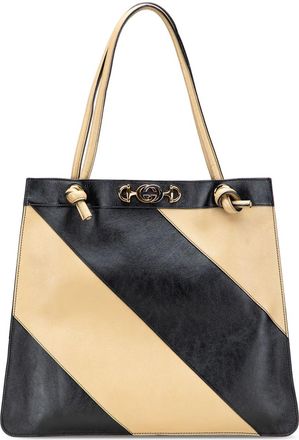 Gucci Borsa tote Zumi in pelle di vitello liscia a righe diagonali 2016-2025 - Nero