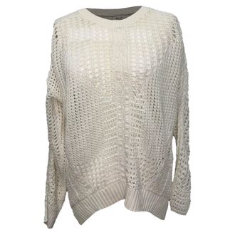 Maje Mazet Crochet Sweater in White Cotton