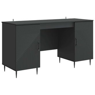 vidaXL Escritorio Negro 142,5 X 50 X 75 Cm Madera De Ingenier&iacute;a Vidaxl
