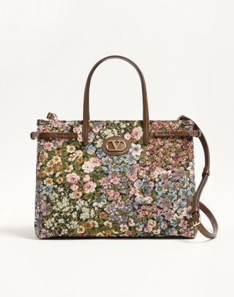 Valentino Garavani Borsa shopping media Valentino Garavani Antibes in tessuto jacquard Apres LHiver Donna MULTICOLOR/TABACCO UNI