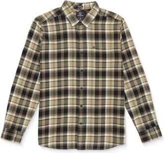 Volcom Caden Plaid Button-Up Shirt in Khaki at Nordstrom, Size X-Large