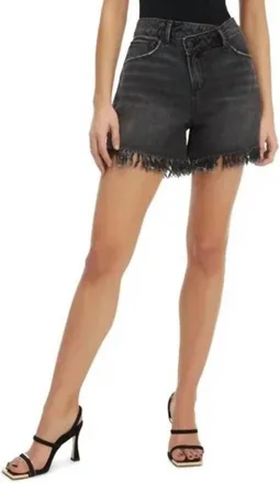 Good American Good 90S Short Long Fray Hem Short In Black