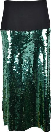 Erika Cavallini Semi Couture Long Skirt Green Sequins
