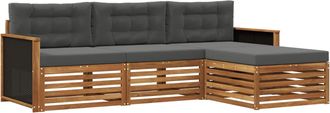 vidaXL Conjunto De Sof&aacute;s De Exterior 4 Uds. Natural Y Antracita Vidaxl