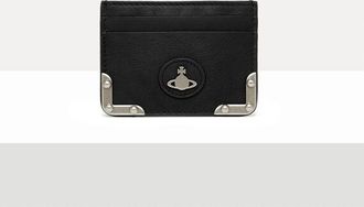 Vivienne Westwood Flat Orb Card Holder Aniline Leather Black-dark-silver-hw One Size Men