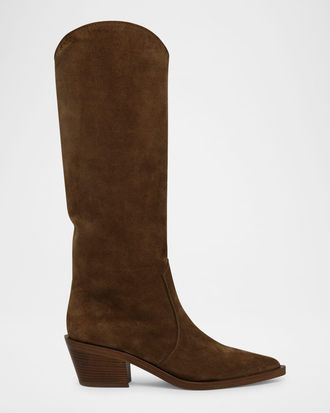 Gianvito Rossi Suede Tall Western Boots